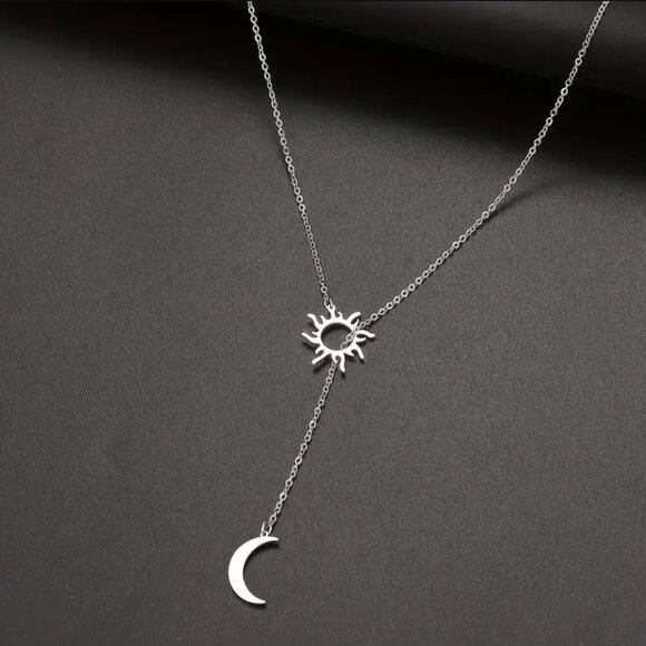 Jewelry - NEW sun & moon necklace, celestial jewelry silver moon necklace, Sun Jewelry
